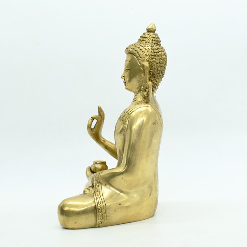 Brass Sitting Buddha Idol for Home Decor, Lord Peace Buddha Decoration for Living Room & Gifting Statue Showpiece; Good Luck Gift