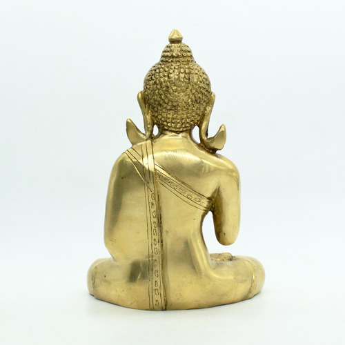 Brass Sitting Buddha Idol for Home Decor, Lord Peace Buddha Decoration for Living Room & Gifting Statue Showpiece; Good Luck Gift