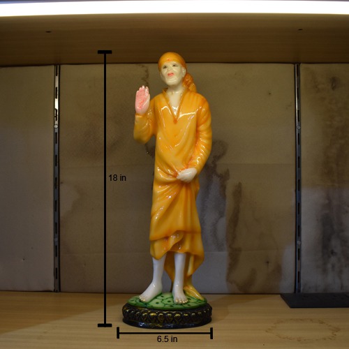 Orange Standing Sai Baba Murti| Gift For Family , Friends, father, Brother| Fiber Idol | Large Size 18 Inch