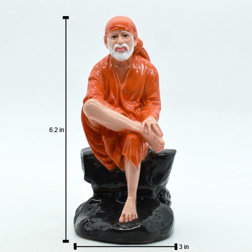 Blissful Sai Baba Idol for Decorative Showpiece with Orange Chola Religious Figurine -Ashirwad Sai Baba