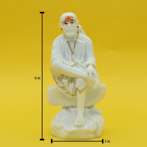 White Sai Baba Statue|Shirdi Sai Baba Brass Idol for Pooja Home Decoration/Temple/Gifting