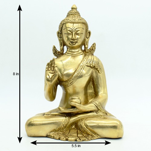 Brass Sitting Buddha Idol for Home Decor, Lord Peace Buddha Decoration for Living Room & Gifting Statue Showpiece; Good Luck Gift