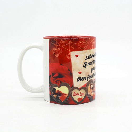 Classic Love Coffee Mug colored inside, outside with quote and flowers for valentines day.