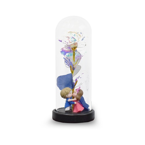 Beauty and the beast eternal enchanted rose flower in a glass jar with golden LED lightings for your loved one this Valentines Day