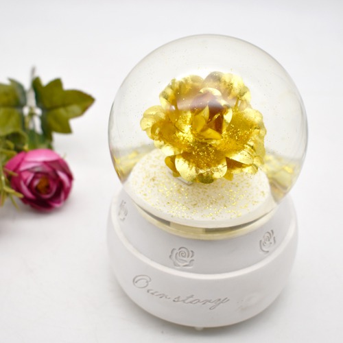 Beauty and The Beast Eternal Enchanted Rose Flower in a Glass dome with Golden LED Lightings and music