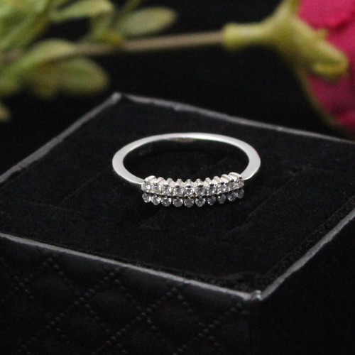 Silver Plated Double Line Diamond White finger Ring | Women's Ring