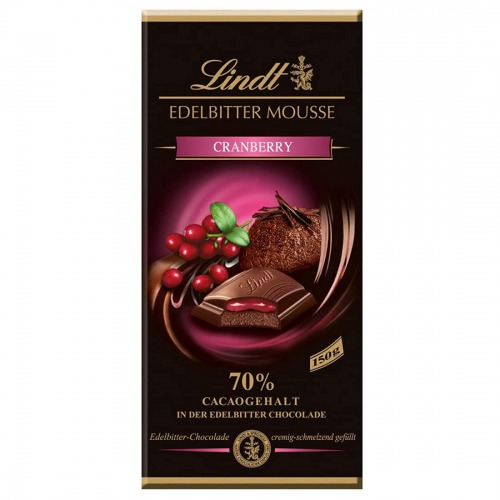 LINDT Edelbitter Mousse Cranberry Pouch- 150g