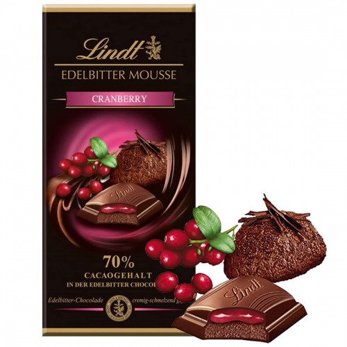 LINDT Edelbitter Mousse Cranberry Pouch- 150g