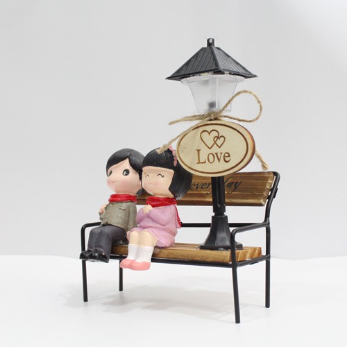 Romantic Couple Seat On Bench Decorative Miniature showpiece