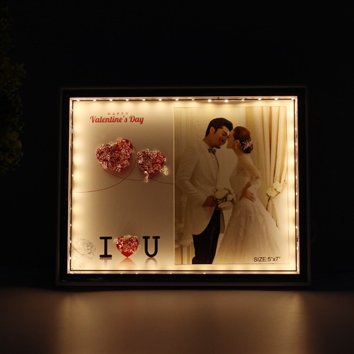 White Valentine Day Photo Frame With LED Lights ( Photo Size 5 x 7)