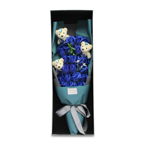 Especially For You| Blue Roses Bouquet With Teddy Bear