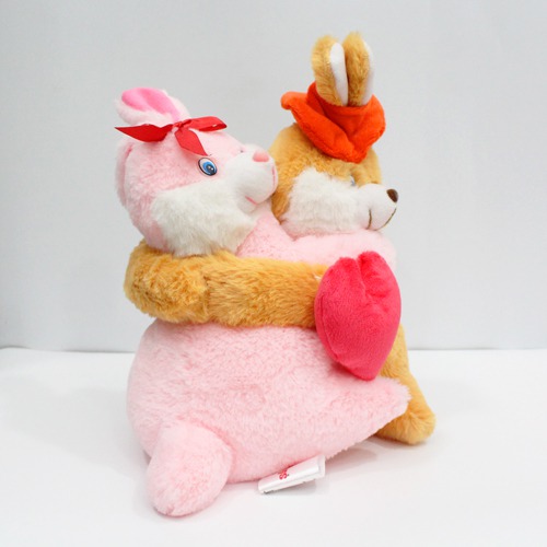 Romantic Cute Couple Bunny With Pink Heart