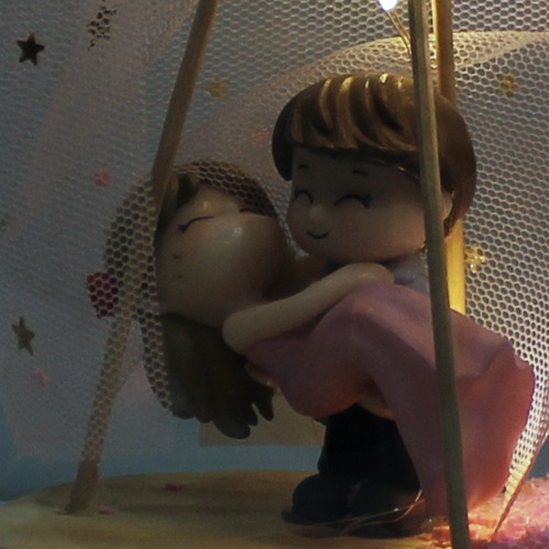 Cute Couple showpiece in Glass Shape Dome With LED Light