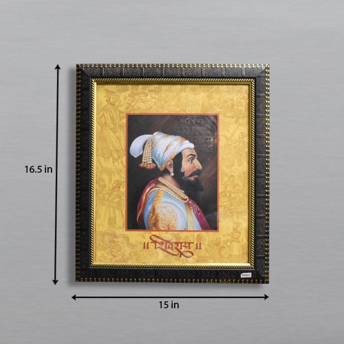 Chhatrapti Shivaji Maharaj Photo with Black Border Wooden Frame