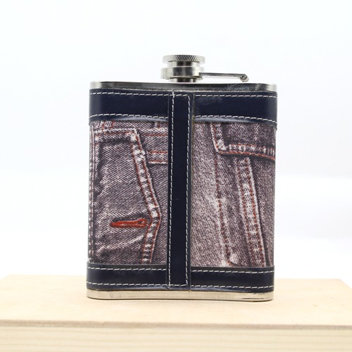 Denim Jeans Bound Hip Flask Whiskey , Vodka, Wine, Alcohol Pocket Bottle |   Liquor Bottle or Wine Whisky Alcohol Drink Holder Pocket Flask Holder.