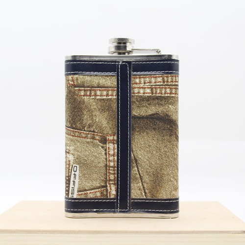 Stainless Steel Denim Jeans Wrap Alcohol Pocket Bottle |   Liquor Bottle or Wine Whisky Alcohol Drink Holder Pocket Flask Holder.