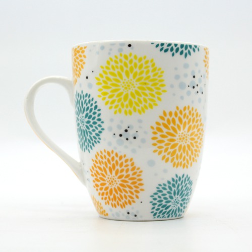 Printed Colourful Flowers Ceramic Coffee Mug