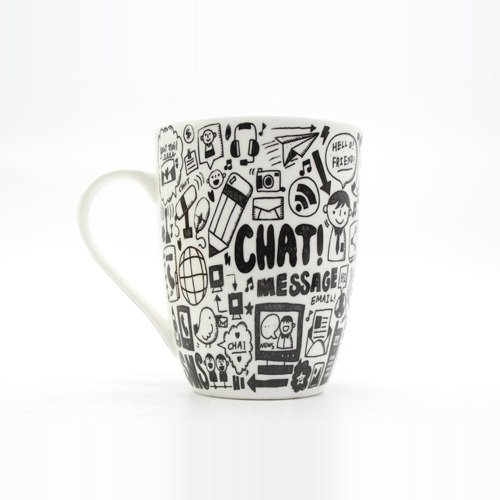 Black And White Printed Ceramic Coffee Mug