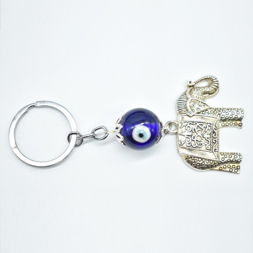 Elephant With Evil Eye Key Chain | Premium Stainless Steel Evil Eye Keychain For Gifting With Key Ring Anti-Rust