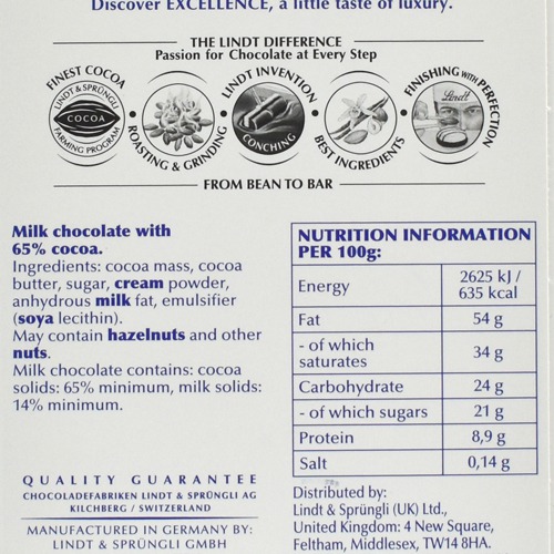 Lindt Excellence Milk 65% Bar 80g