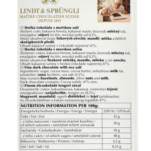 Lindt Excellence Sea Salt Chocolate Bar 100g