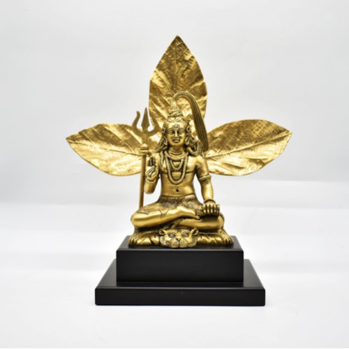 Brass Blessing Shiva Bhagwan Statue Murti Sitting With Trishul