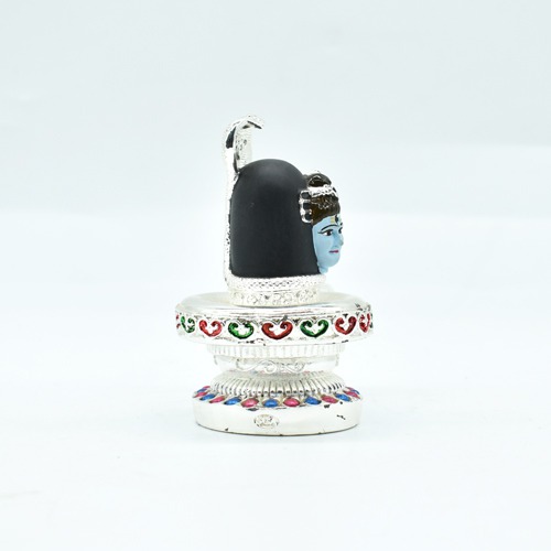 Black Silver clotting Shiv ling Idol Multicolour Shivling Idol,  Fiber Idol