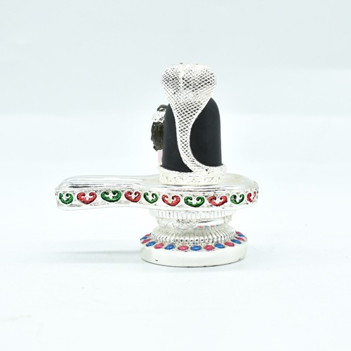 Black Silver clotting Shiv ling Idol Multicolour Shivling Idol,  Fiber Idol