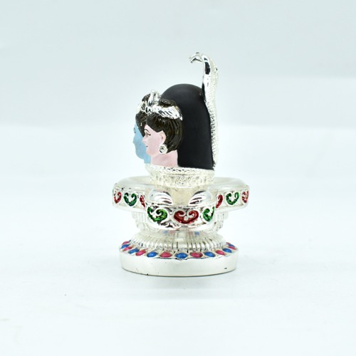 Black Silver clotting Shiv ling Idol Multicolour Shivling Idol,  Fiber Idol