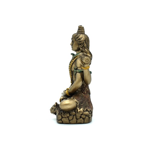 Lord Shiva Idol Wearing Rudraksha Mala Sitting On Tiger With Trishul And Damru