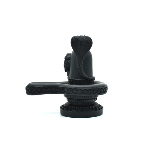 Shivling In Black Shine With Sheshnag Blaclk Shine Shivling, Fiber Shivling