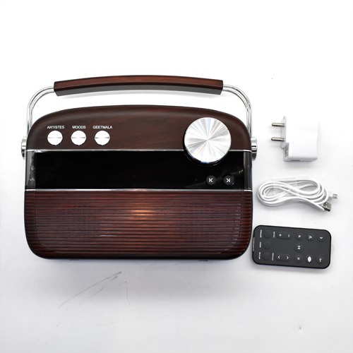 Saregama Carvaan Marathi - Portable Music Player with 5000 Preloaded Songs Cherry -wood Red