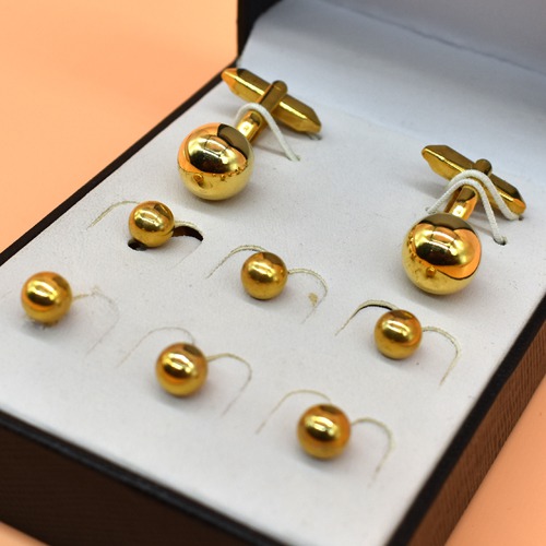 Plain Gold Colour Formal Shirt Blazer Buttons Studs Cuff-link Pair For Men |  Men Cuff Links |Cufflinks Set