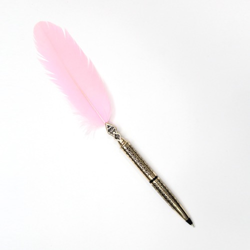 Goose Feather Ballpoint Pen Fashion Design (Light Pink) | Premium Ball Pens | Smooth Writing | Gifting Pens | Pen For Office Use