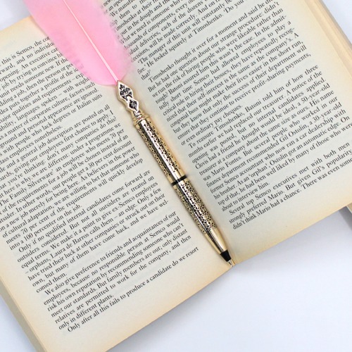 Goose Feather Ballpoint Pen Fashion Design (Light Pink) | Premium Ball Pens | Smooth Writing | Gifting Pens | Pen For Office Use