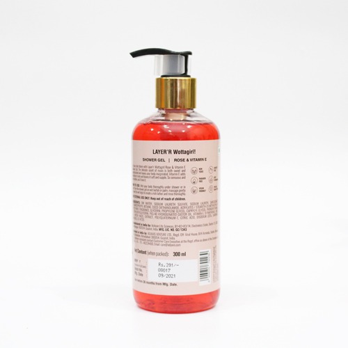 Layer'r Wottagirl Rose & Vitamin-E Shower Gel | Non-Toxic and Paraben Free | For Women, 300ML