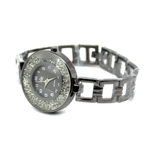 Designer Diamond Black Shine Watch For Women's