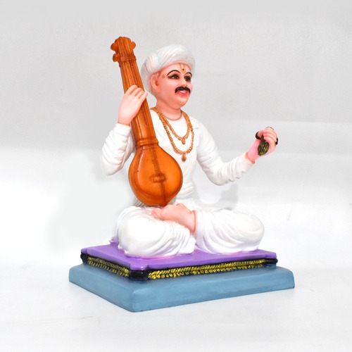 Sant Tukaram Maharaj Statue | Sitting Sant Tukaram Statue, Fiber Statue, White Colour, ( 12