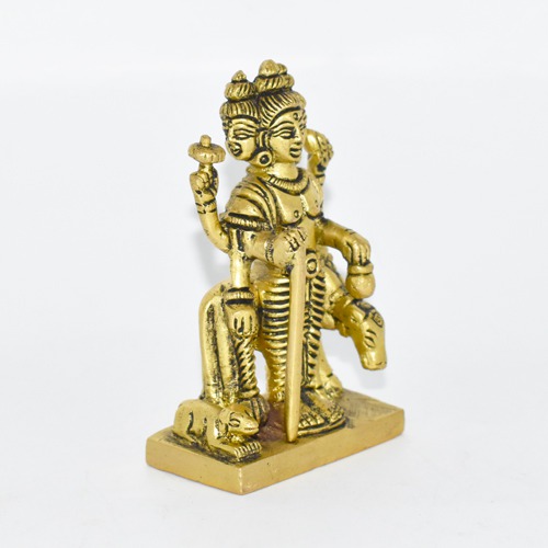 Antique Dattatreya Bhagwan Idol/ Guru Dattatreya Brass Idol for Home Temple | Yellow Colour