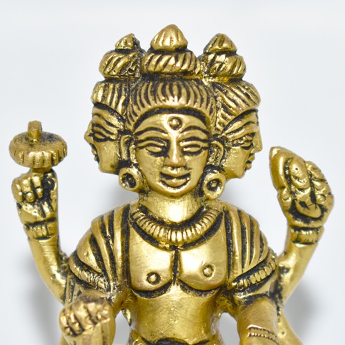 Antique Dattatreya Bhagwan Idol/ Guru Dattatreya Brass Idol for Home Temple | Yellow Colour