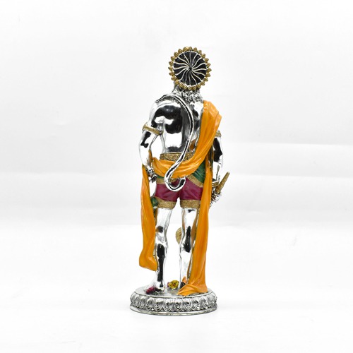 Silver Coated Hanuman Ji Standing Idol Bajrangbali Sankat Mochan Bhagwan Idol for Temple car Dashboard Home Decor Statue Gift