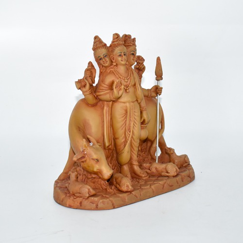 Brown Colour Fiber Lord Dattatreya Bhagwan Brass Idol Statue Murti for Home Pooja Office Decor Trimurti Bhagwan Sculpture