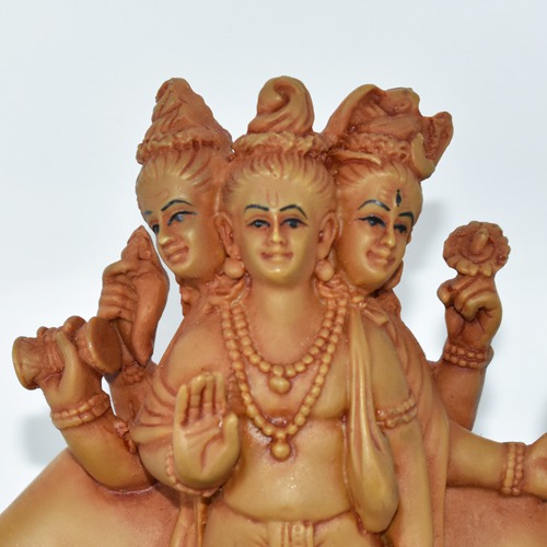 Brown Colour Fiber Lord Dattatreya Bhagwan Brass Idol Statue Murti for Home Pooja Office Decor Trimurti Bhagwan Sculpture