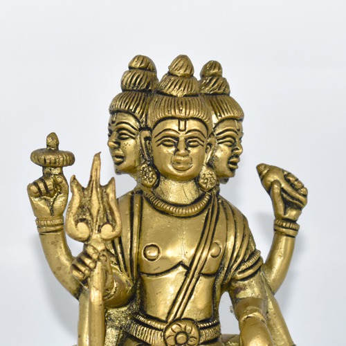 Lord Dattatreya Bhagwan Brass Idol Statue Murti for Home Pooja Office Decor Trimurti Bhagwan Sculpture