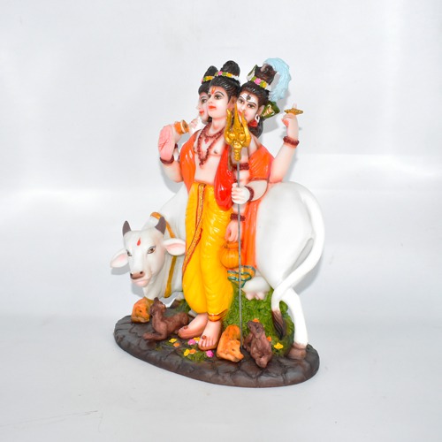 Antique Dattatreya Bhagwan Idol/ Guru Dattatreya Fiber Idol for Home Temple| Multicolour (11.5