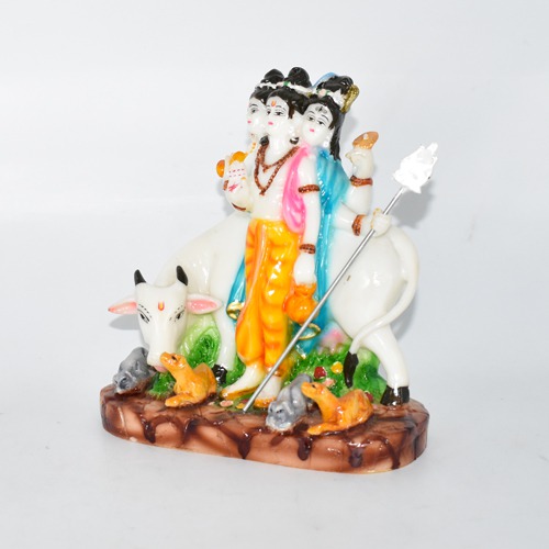 Shri Guru Dattatreaya Puja Idol/ Bhagwan Dattatreaya Decorative Antique Marble Finish Idol for Home Temple (6 cm)