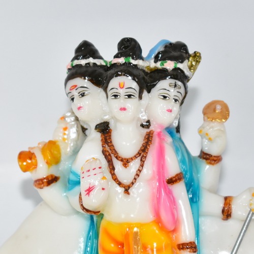 Shri Guru Dattatreaya Puja Idol/ Bhagwan Dattatreaya Decorative Antique Marble Finish Idol for Home Temple (6 cm)