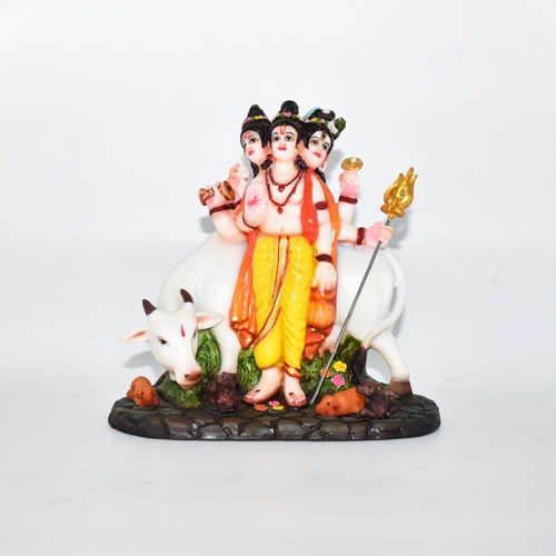 Fiber Lord Dattatreya Bhagwan Brass Idol Statue Murti for Home Pooja Office Decor Trimurti Bhagwan Sculpture