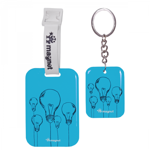 Light Up That Bulb of Ideas! Bag Tag Set |Luggage Tags for Trolley, Suitcase, Backpacks