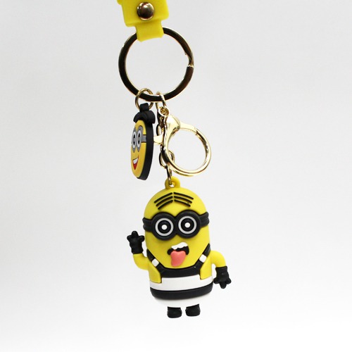 Jailor Minion with Lanyard Keychain | Multicolour Hard Rubber Design Keychain for Car Bike Home Keys for Men and Women